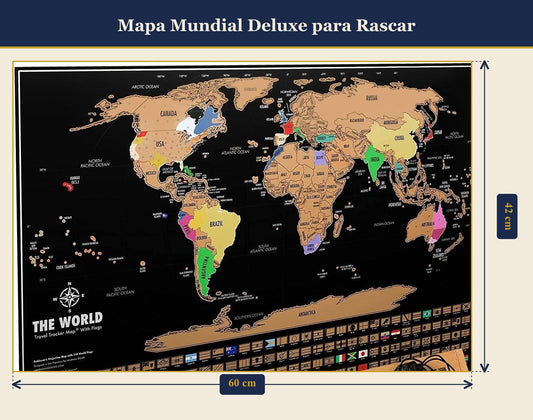 Mapa Mundial Deluxe para Rascar - Dimensiones 60x42 cm