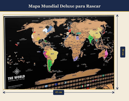Mapa Mundial Deluxe para Rascar - Dimensiones 30x42 cm